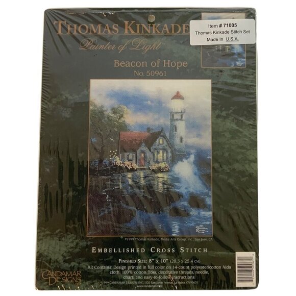 Thomas Kinkade Beacon of Hope Embellished Cross Stitch Kit No 50961 Candamar - Picture 1 of 2